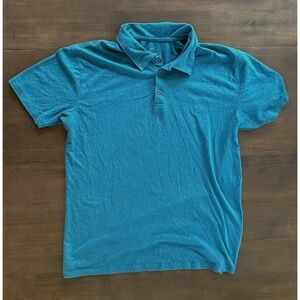 True Classic Men's Blue/Green Short Sleeve Polo Large
